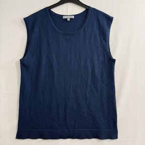 Neiman Marcus Women's Scoop Neck Sleeveless Cashmere Sweater Tank Blue Size L